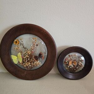 Set of 2 Vintage Butterfly Flower Art Dunston Made in Brazil